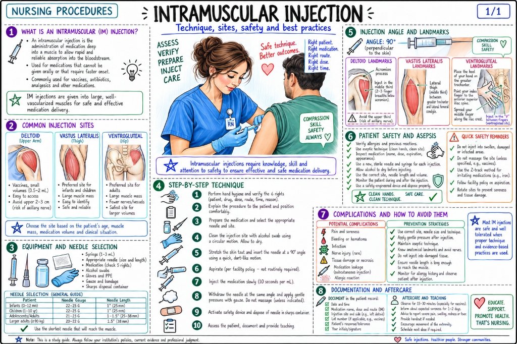 Intramuscular Injection Technique, Landmarks & Safety